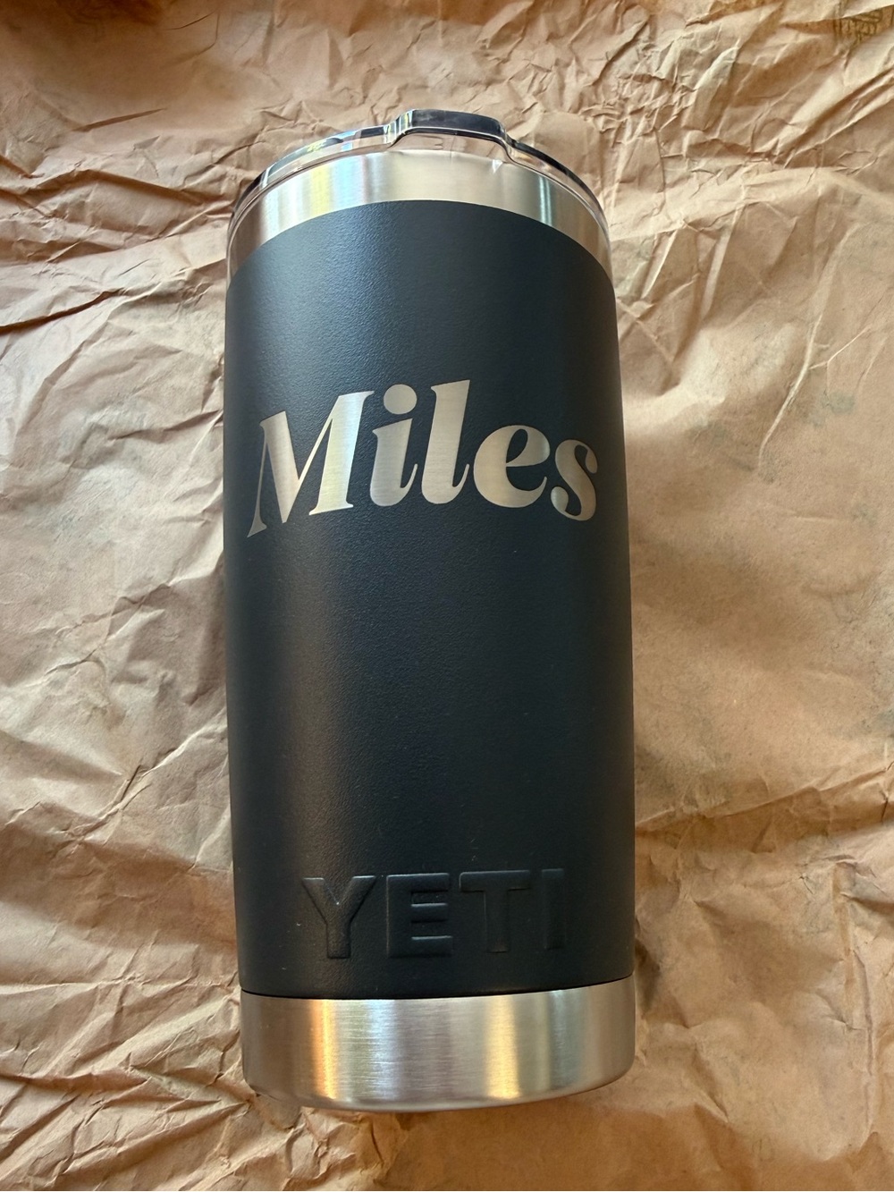 YETI Rambler® 20 oz
Tumbler Black with Custom 'Miles' Engraving